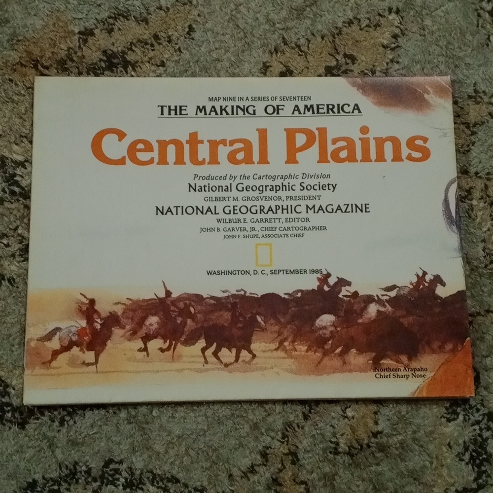National Geographic Central Plains Map with Orange and Brown Accents